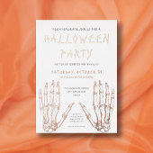 Spooky Skeleton Hands Halloween Party Roos Gold Folie Uitnodiging