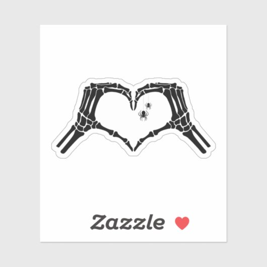 Spooky Skeleton Heart Hands Halloween Spinnen Sticker (Vel)