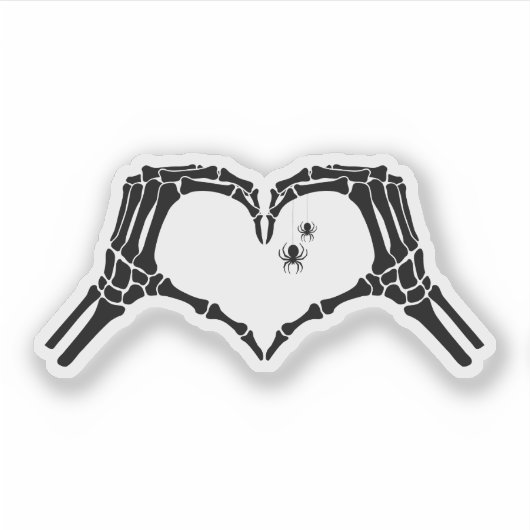 Spooky Skeleton Heart Hands Halloween Spinnen Sticker (Voorkant)