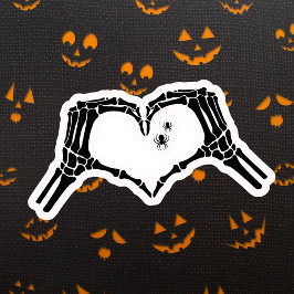 Spooky Skeleton Heart Hands Halloween Spinnen Sticker