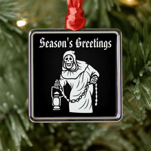 Spooky Skeleton Horror Kerstversiering Metalen Ornament (Boom)