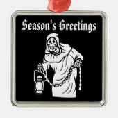 Spooky Skeleton Horror Kerstversiering Metalen Ornament (Voorkant)
