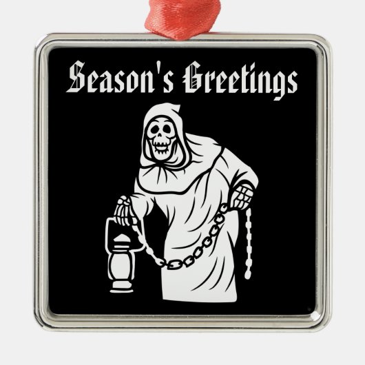 Spooky Skeleton Horror Kerstversiering Metalen Ornament (Voorkant)