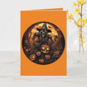Spooky Skeleton Jack-O-Lantern Pumpkins Halloween Kaart (Gele Bloem)