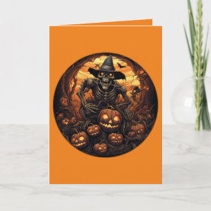 Spooky Skeleton Jack-O-Lantern Pumpkins Halloween Kaart