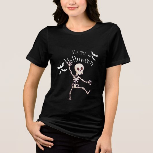 Spooky Skeleton lacht Tri-Blend Shirt (Voorkant)