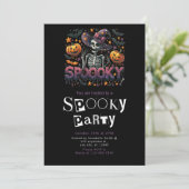Spooky Skeleton Modern Minimalistisch Halloween Pa Kaart (Staand voorkant)