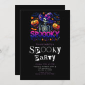 Spooky Skeleton Modern Minimalistisch Halloween Pa Kaart (Voorkant / Achterkant)