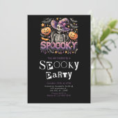 Spooky Skeleton Modern Minimalistisch Halloween Pa Kaart (Staand voorkant)