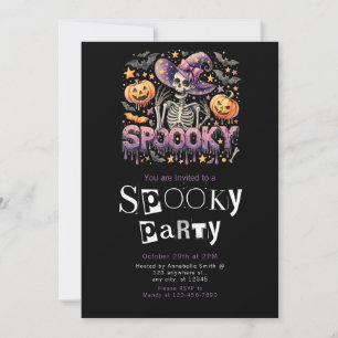 Spooky Skeleton Modern Minimalistisch Halloween Pa Kaart