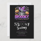 Spooky Skeleton Modern Minimalistisch Halloween Pa Kaart (Voorkant)