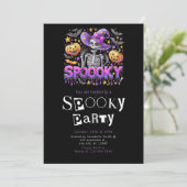 Spooky Skeleton Modern Minimalistisch Halloween Pa Kaart (Staand voorkant)