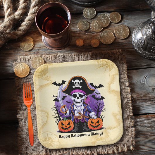 Spooky Skeleton Pirate Halloween Papieren Bordje