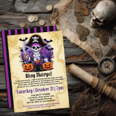Spooky Skeleton Pirate Halloween Party Kaart