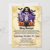 Spooky Skeleton Pirate Halloween Party Kaart (Voorkant)