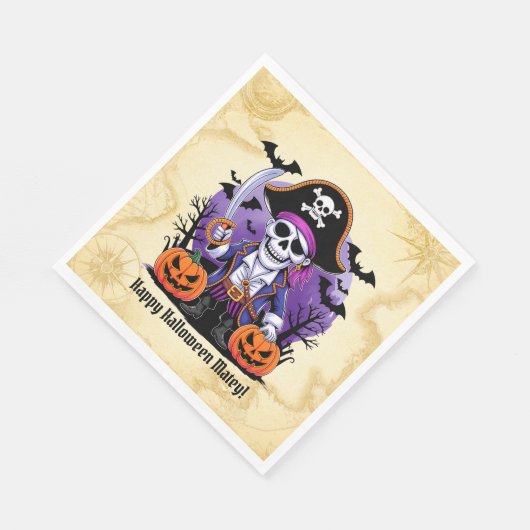 Spooky Skeleton Pirate Halloween Servet (Hoek)