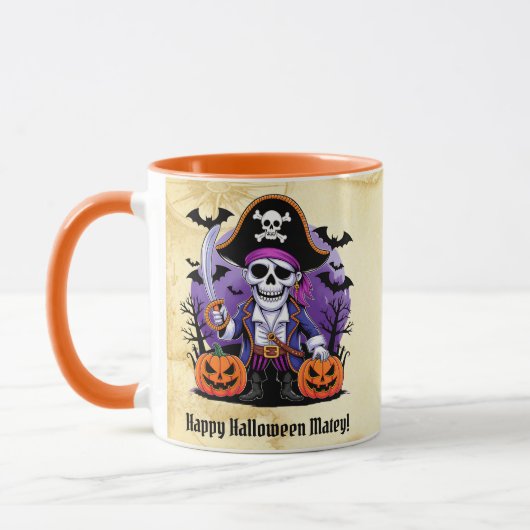 Spooky Skeleton Pirate Happy Halloween Mok (Links)