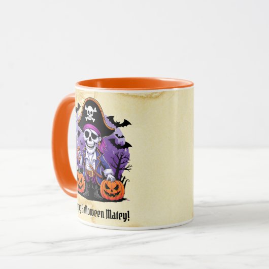 Spooky Skeleton Pirate Happy Halloween Mok (Voorkant links)