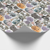 Spooky Skeleton & Pumpkin Halloween inpakpapier (Hoek)