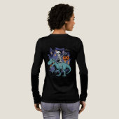 Spooky Skeleton Riding Dinosaur met Pompoen Tri-Blend Shirt (Achterkant)
