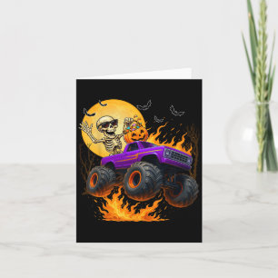 Spooky Skeleton Riding Monster Truck Halloween Cos Kaart