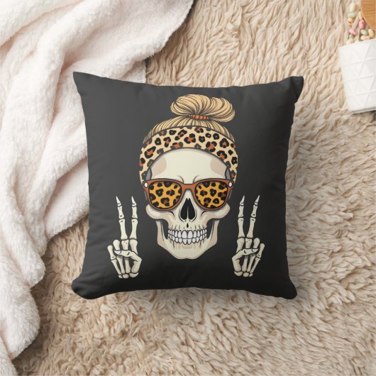Spooky Skeleton Skull Leopard Halloween Mom Kussen (Deken)
