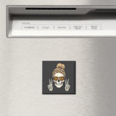 Spooky Skeleton Skull Leopard Halloween Mom Magneet (Insitu (Vaatwasser))