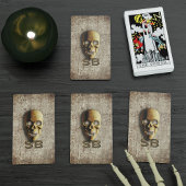 Spooky Skeleton Skull Monogram Pokerkaarten