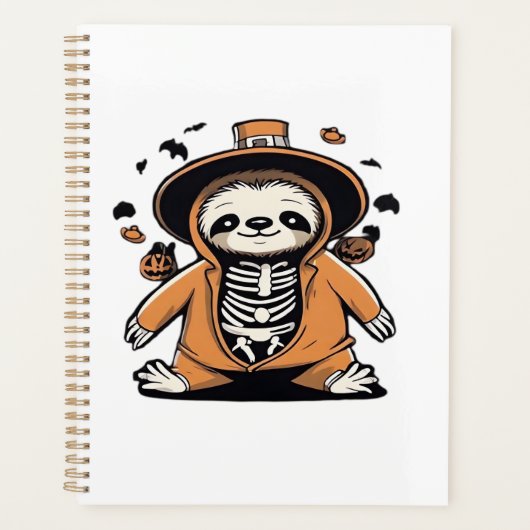 Spooky skeleton sloth trick or treating Classic T- Planner (Voorkant)