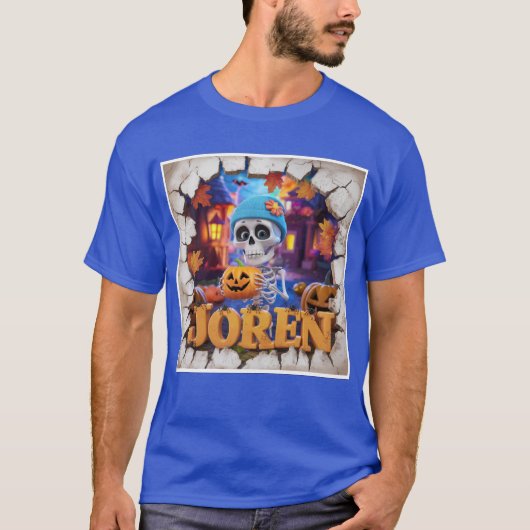 Spooky Skeleton Smiles: Joren's Halloween T-shirt (Voorkant)