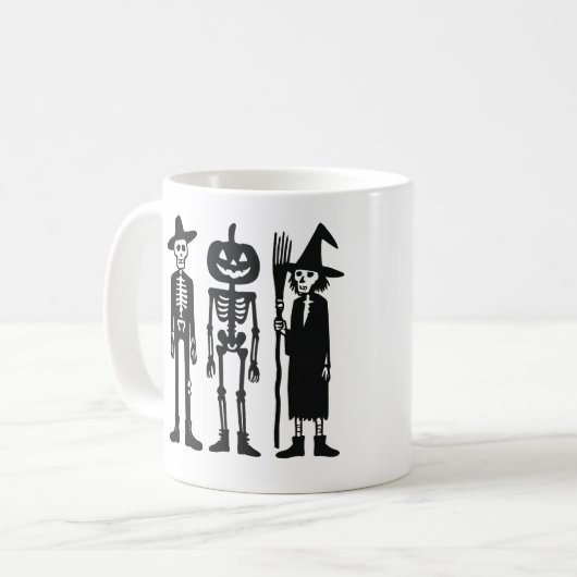 Spooky Skeleton Trio Halloween Mug Koffiemok (Voorkant links)