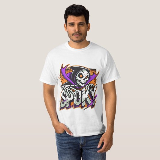 Spooky Skeleton Unleashed T-shirt (Voorkant volledig)