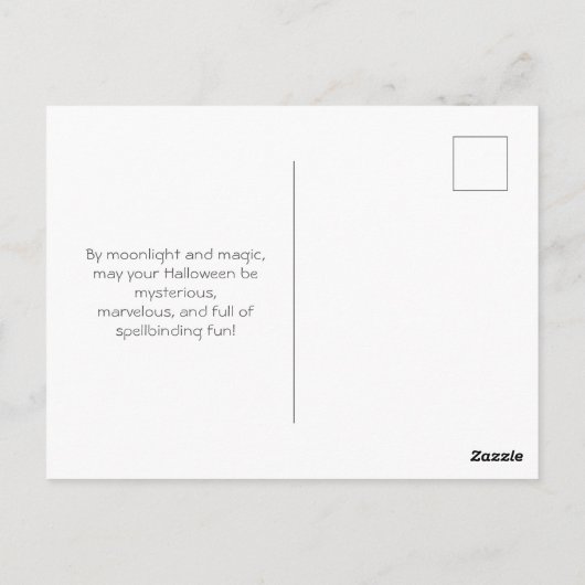 Spooky Skeleton Witch in het spookachtige bos Hall Briefkaart (Achterkant)