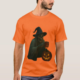 Spooky Skeleton Witch met Pumpkin Glow T-shirt