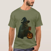 Spooky Skeleton Witch met Pumpkin Glow T-shirt (Voorkant)
