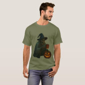 Spooky Skeleton Witch met Pumpkin Glow T-shirt (Voorkant volledig)