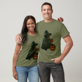 Spooky Skeleton Witch met Pumpkin Glow T-shirt (Unisex)