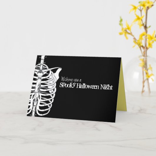 Spooky Skeleton X-Ray Halloween Kaart (Gele Bloem)