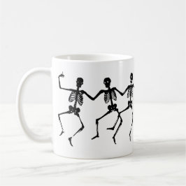 Spooky Skeleton Zwart & Wit Halloween Koffiemok