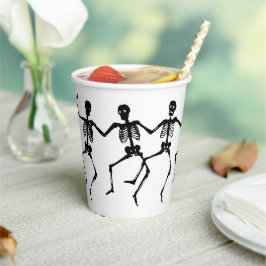 Spooky Skeleton Zwart & Wit Halloween Paper Cup Papieren Bekers