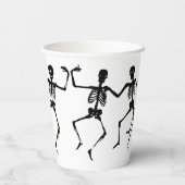 Spooky Skeleton Zwart & Wit Halloween Paper Cup Papieren Bekers (Achterkant)