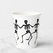Spooky Skeleton Zwart & Wit Halloween Paper Cup Papieren Bekers (Voorkant)