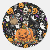 Spooky Skeletons For Halloween Ronde Sticker (Voorkant)