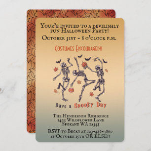 Spooky skeletten dansen - Halloween Party Kaart