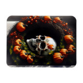 Spooky Skull and Pumpkin Wreath Magneet (Horizontaal)