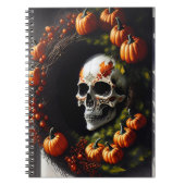 Spooky Skull and Pumpkin Wreath Notitieboek (Voorkant)