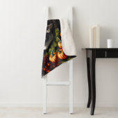 Spooky Skull and Pumpkin Wreath Sherpa Deken (In situ)