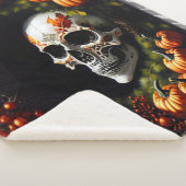Spooky Skull and Pumpkin Wreath Sherpa Deken (3/4)