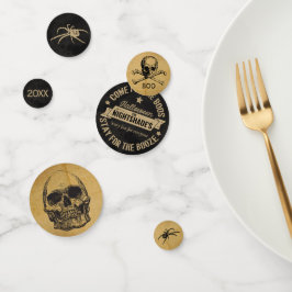 Spooky Skull Antiek Halloween Zwart/Goud Confetti