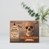 Spooky Skull, Bats and Spider Halloween Uitnodiging Briefkaart (Staand voorkant)